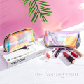 2022 Custom bedrucktes Logo wasserdichte Beutel transparentes PVC Kosmetische Verpackungsbeutel Mädchen Lady Make -up -Tasche